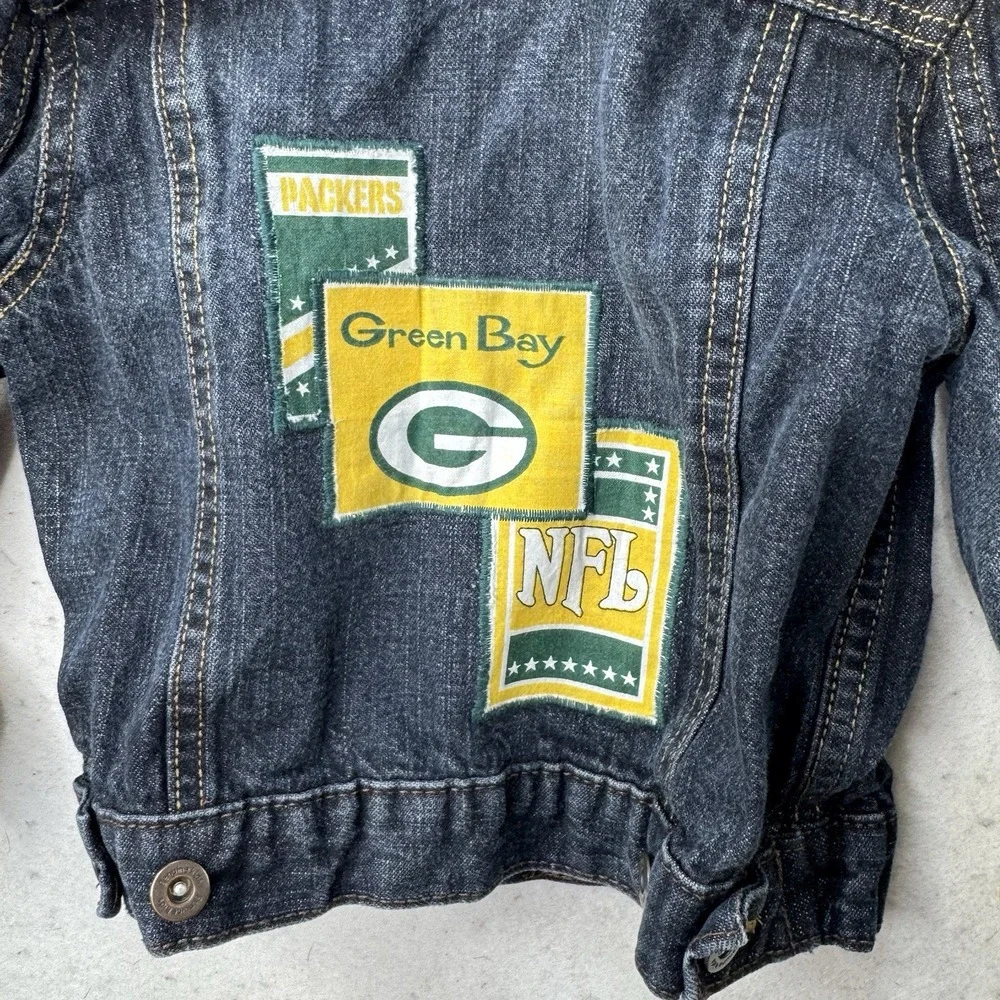 Vintage 90s 2000s Y2K NFL Packers Denim Jacket Embroidered Sz‎ 24 Months